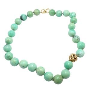 Angela Cummings 18k Yellow Gold 15.5mm Turquoise Bead 20" Long Necklace 1988